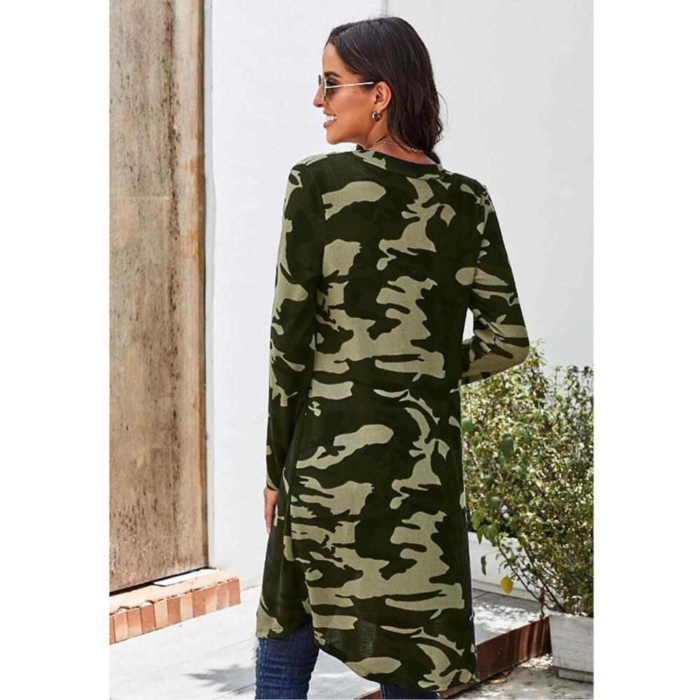 NEW Camo Print Long Sleeve Cardigan - Picture 4 of 15